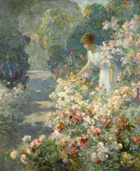 Abbott Fuller Graves, Morning in the garden, oil on canvas