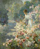 Abbott Fuller Graves, Morning in the garden, oil on canvas