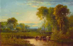 James McDougal Hart, Late summer landscape, oil on canvas