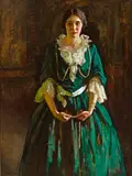 Lady in Green by Gertrude Fiske, oil on canvas, sold May 2012