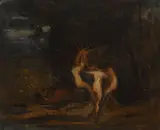 Robert Loftin Newman, Three nymphs and a satyr, oil on canvas