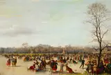 Conrad Wise Chapman, Skaters in the Bois de Boulogne, oil on panel