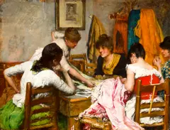 Charles Frederick Ulrich, The new dress, oil on panel