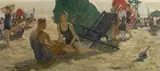 Robert Wright Stewart, A conversation on the beach, 1926, oil on canvas