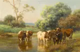 Jan Hendrik Scheltema, Cows watering in a stream