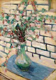 Joseph Raphael, Still life with green vase and flowers, oil on canvas