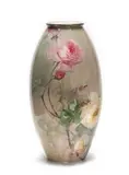 Franz Bischoff, Ovoid vase with pink and yellow roses, 1908, porcelain