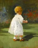 Mary Curtis Richardson, Child in a garden, 1920, oil on board