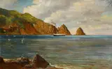 Henry Mowbray Howard, The Black Steamer entering Avalon Bay, oil on canvas