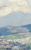 Distant mountains by Edgar Alwin Payne, oil on panel, offered May 2012