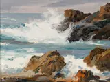 Albert Thomas Derome, Rock study, Lighthouse Point, 1948; Mouth of the Carmel River, 1938 (two)