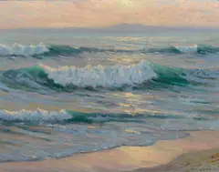 Roseate evening by Frank Cuprien, oil on canvas board, sold May 2012