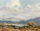 Albert Thomas Derome, Afternoon, Carmel Valley from Carmel Point, 1938; San Francisco Bay from Berkeley Hills (a pair)