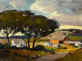 Orrin A. White, View of a farm; River landscape (a pair)
