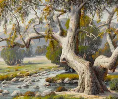 Sycamore study by Paul Grimm, 1965, oil on canvas board, sold May 2012