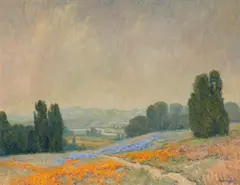 John Modesitt, Wildflowers, Marin County, oil on canvas