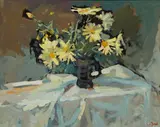 Si Chen Yuan, Still life with daisies in a pitcher