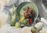 Clarence K. Hinkle, Still life with grapes, apples and pears