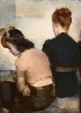 Grigory Gluckmann, Backstage, oil on panel