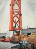 Edith Anne Hamlin, Building the Golden Gate Bridge, 1936, watercolor on paper