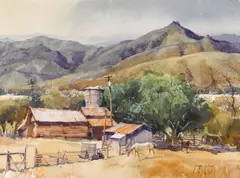 George Gibson, Refugio Canyon Ranch, 1981, watercolor and pencil on paper