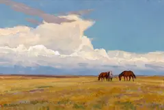 Maynard Dixon, Clouds and prairie, 1921, oil on canvas board