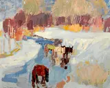Leon Gaspard, Horses in winter, Taos