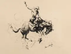 Riding the airlanes by Armin Carl Hansen, 1949, pen and ink on paper, sold May 2012