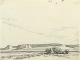 Maynard Dixon, Cottonwood and mesas, 1940; Study of faces, 1903; Old California type; Walpi kneeling figure, 1923 (group of 4)