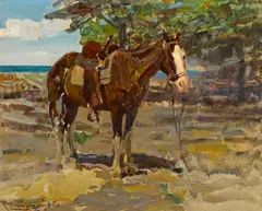 Blazed-face pony by Frank Tenney Johnson, 1930, oil on masonite, sold May 2012