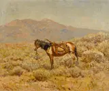 Frank Paul Sauerwein, Indian horse with a travois, 1906, oil on canvas