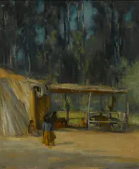 John Hubbard Rich, Indian encampment, oil on canvas