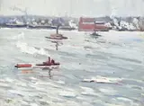 Alice Hirsh, Hudson River in Winter, N.Y., 1916, oil on canvasboard