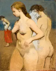 Raphael Soyer, On the Beach, oil on canvas