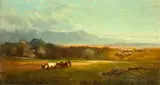 John Henry Dolph, A Farmer with Plough in a Landscape, oil on canvas