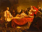 Emanuel Leutze, Columbus before the High Council of Salamanca, 1841, oil on canvas