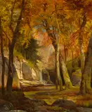 Thomas Moran, Waterfall landscape, Pennsylvania, 1868, oil on canvas