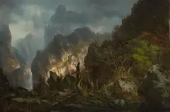 Henry Boese, Storm in the mountains, oil on canvas