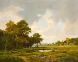 Jerome Thompson, Pastoral landscape, oil on canvas