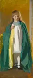 Charles Hopkinson, Young girl with green velvet cloak, oil on canvas