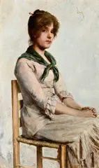 Charles Frederick Ulrich, Portrait of a young woman, oil on panel
