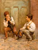 Karl Witkowski, Shoeshine Boys, oil on canvas