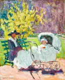 Jane Peterson, In the park, oil on canvas board