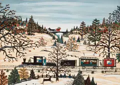 Hattie Klapp Brunner, Snowy landscape, 1968, gouache on paper