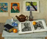 Still Life With Van Gogh Prints by William Goodridge Roberts Rca,Cgp,Csga,Osa,Oc, oil on masonite, sold Nov 2011