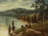 Reverend John Williams Ogden, Lake Okanagan, British Columbia, oil on board