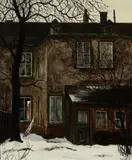 Osa Albert Jacques Franck Arca, Power St. Backyard, oil on masonite