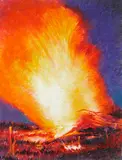 Mary Frances Pratt, Bonfire drawing, mixed media on paper