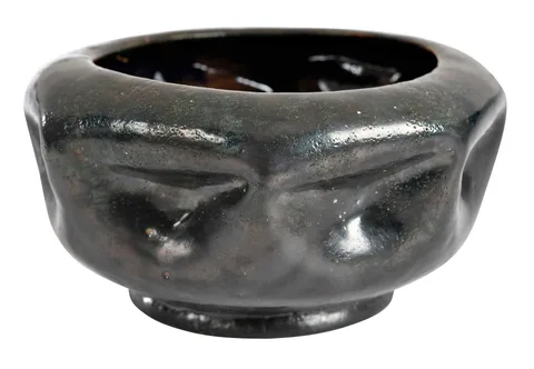 George Ohr, Biloxi Mississippi Earthenware Bowl, circa 1900, green and blue glaze to exterior