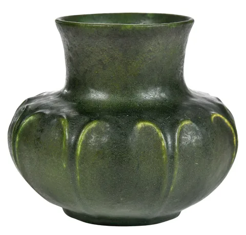 Grueby, Pottery Vase, dark green glaze